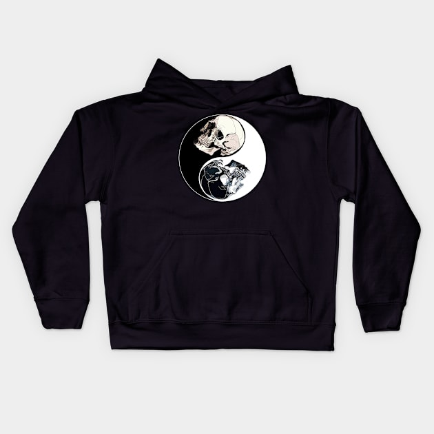 Skull Yin Yang symbol Kids Hoodie by DaveDanchuk